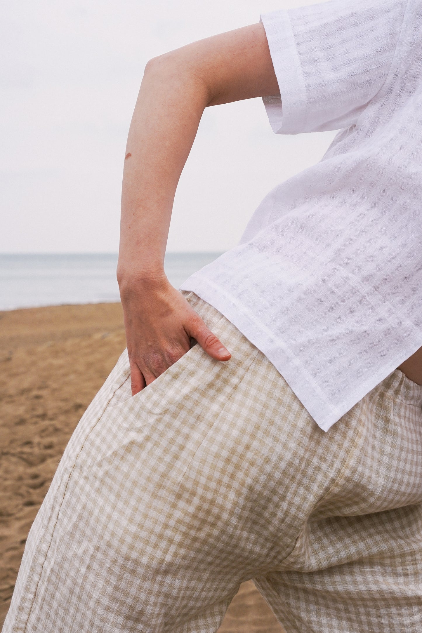 Elba trousers | Natural Gingham