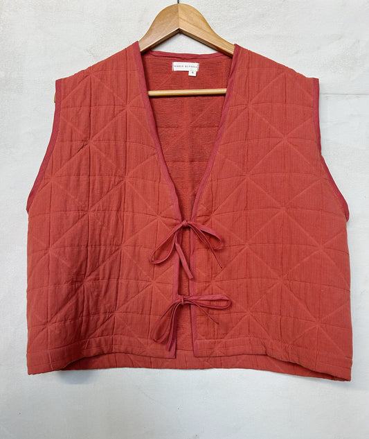 Quilted Tie Vest | Brick