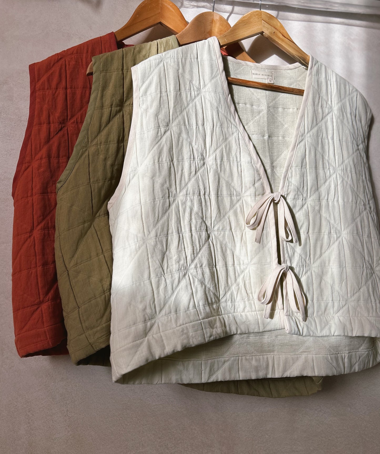 Quilted Tie Vest | Ecru