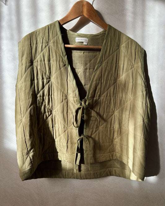 Quilted Tie Vest | Olive