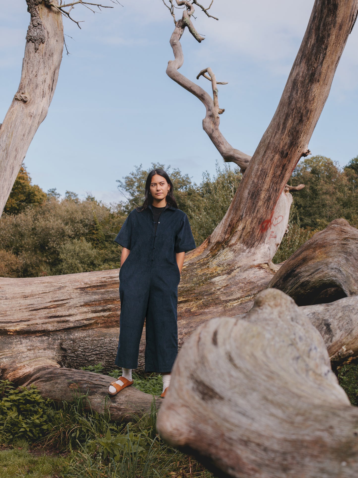Hazel Jumpsuit | Navy Needlecord