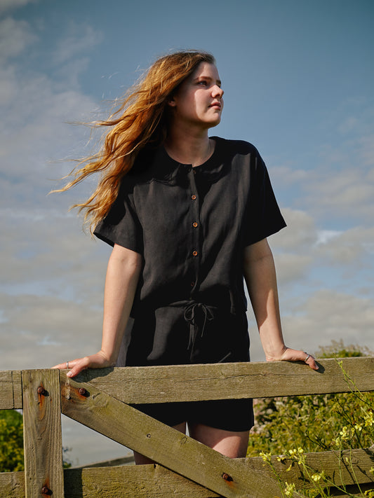 Summer Box Shirt | Black Tencel/Linen