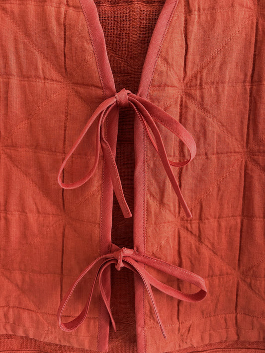 Quilted Tie Vest | Brick