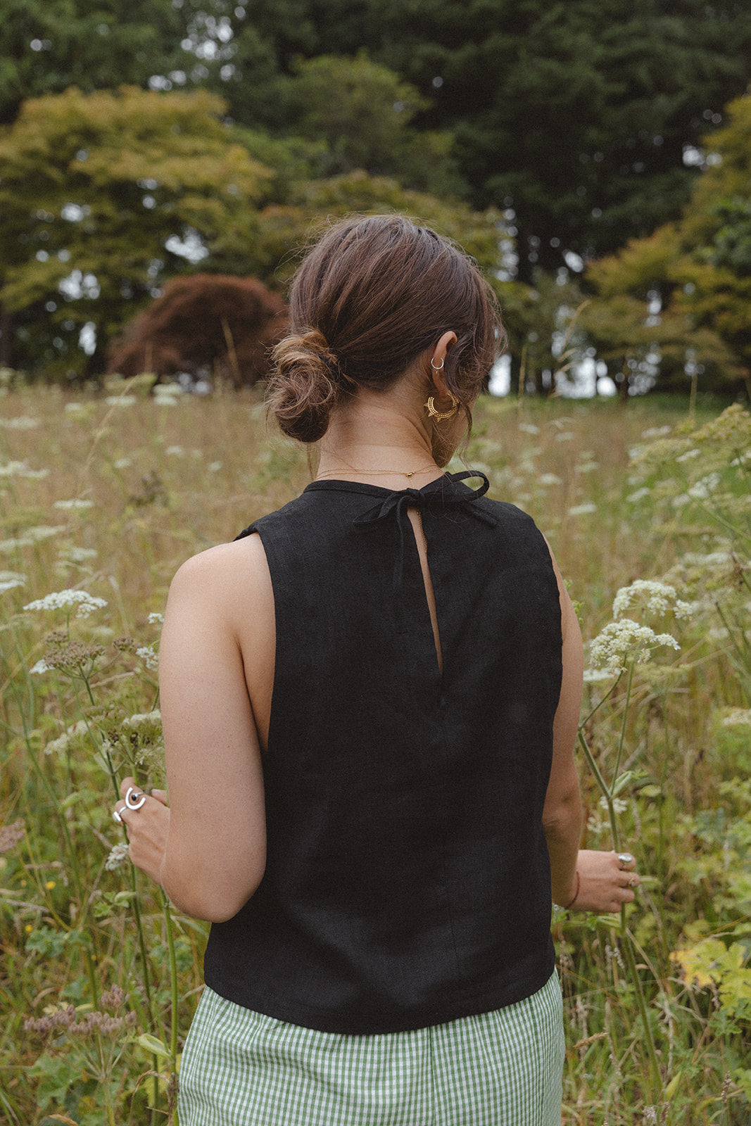 Tie Vest | Black Linen