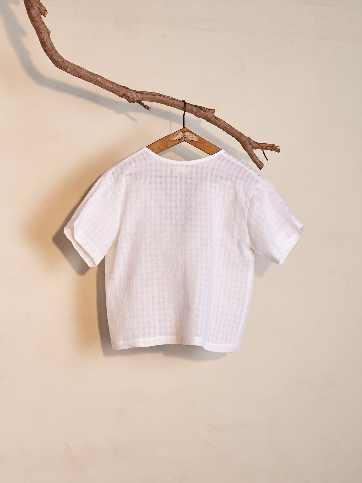Tie Tee | Textured White Linen