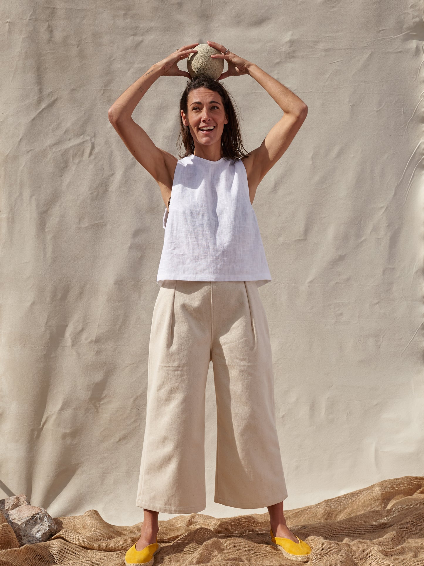 Wide Leg Trouser | Ecru