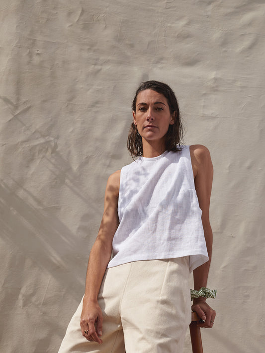 Kaely Russell Studio: Tie Vest | White