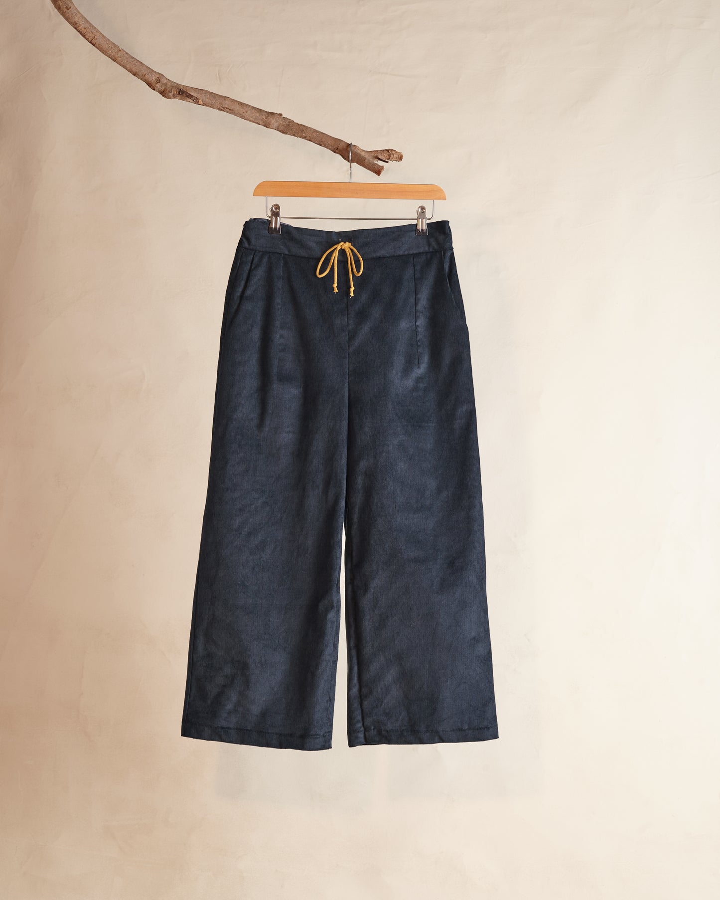 Drawstring Trousers | Navy Needlecord