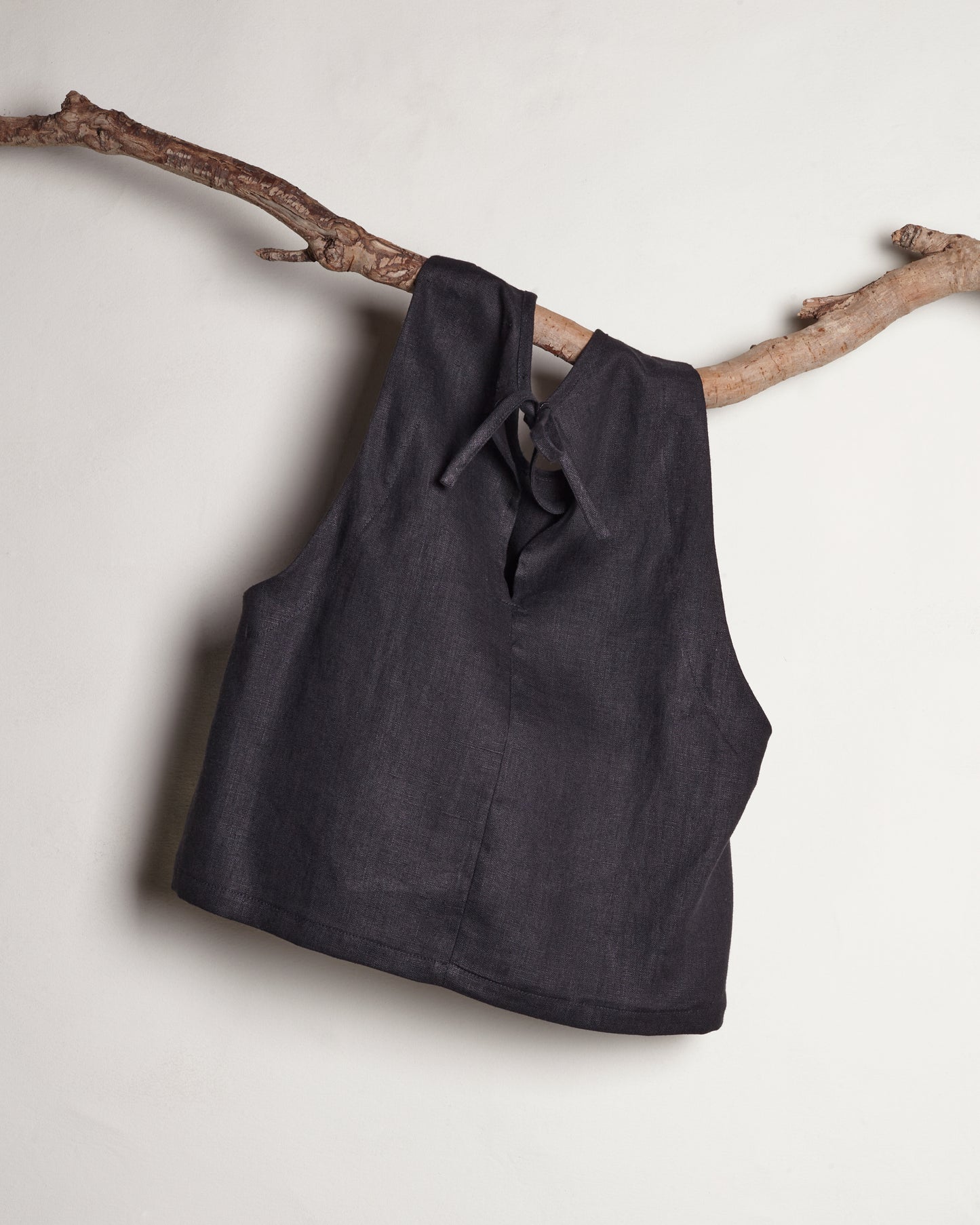 Tie Vest | Black Linen