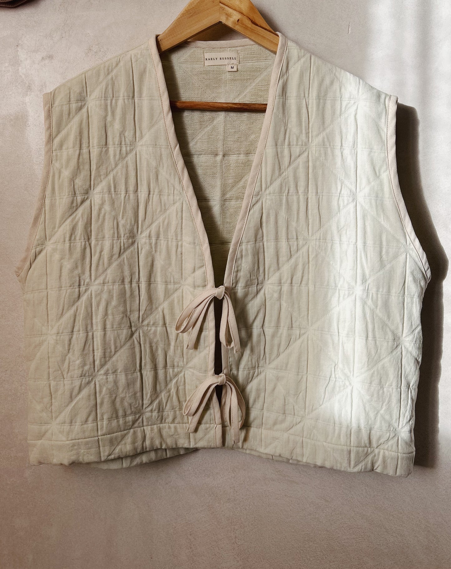 Quilted Tie Vest | Ecru