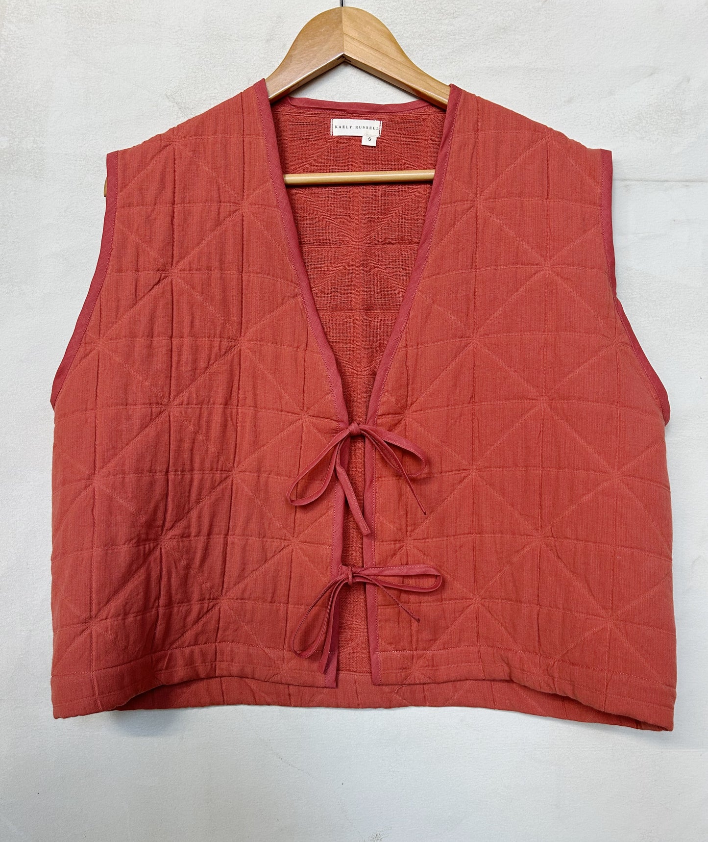 Quilted Tie Vest | Brick