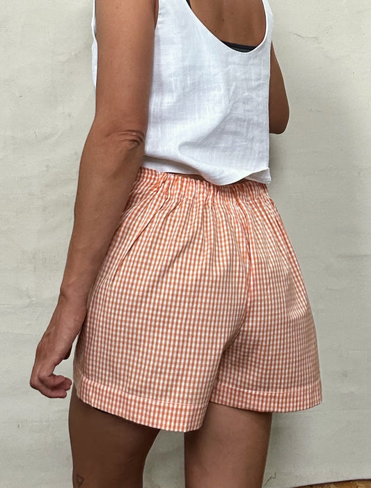 Drawstring shorts | Tangerine Gingham