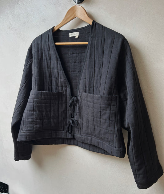 Quilted Tie Jacket | Black