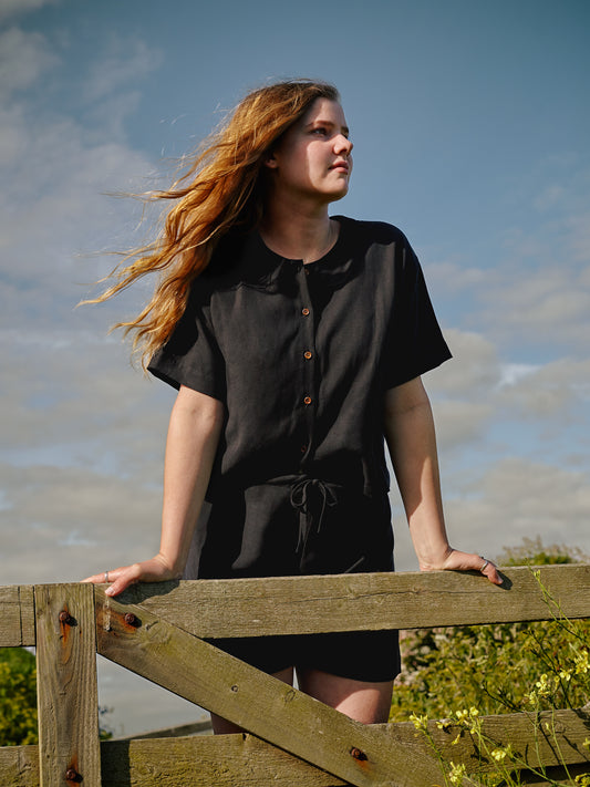 Summer Box Shirt | Black Tencel/Linen