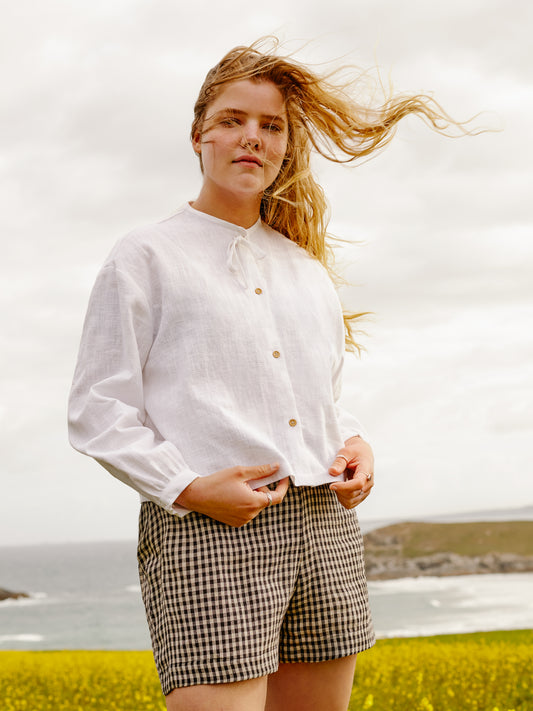 Drawstring Shorts | Black Gingham