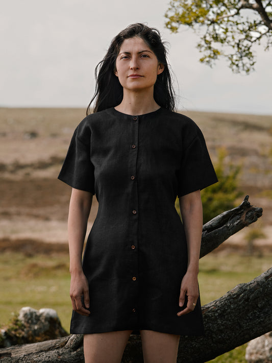 Lillie Dress | Black Linen
