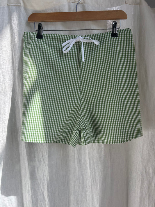 Drawstring Shorts | Green gingham