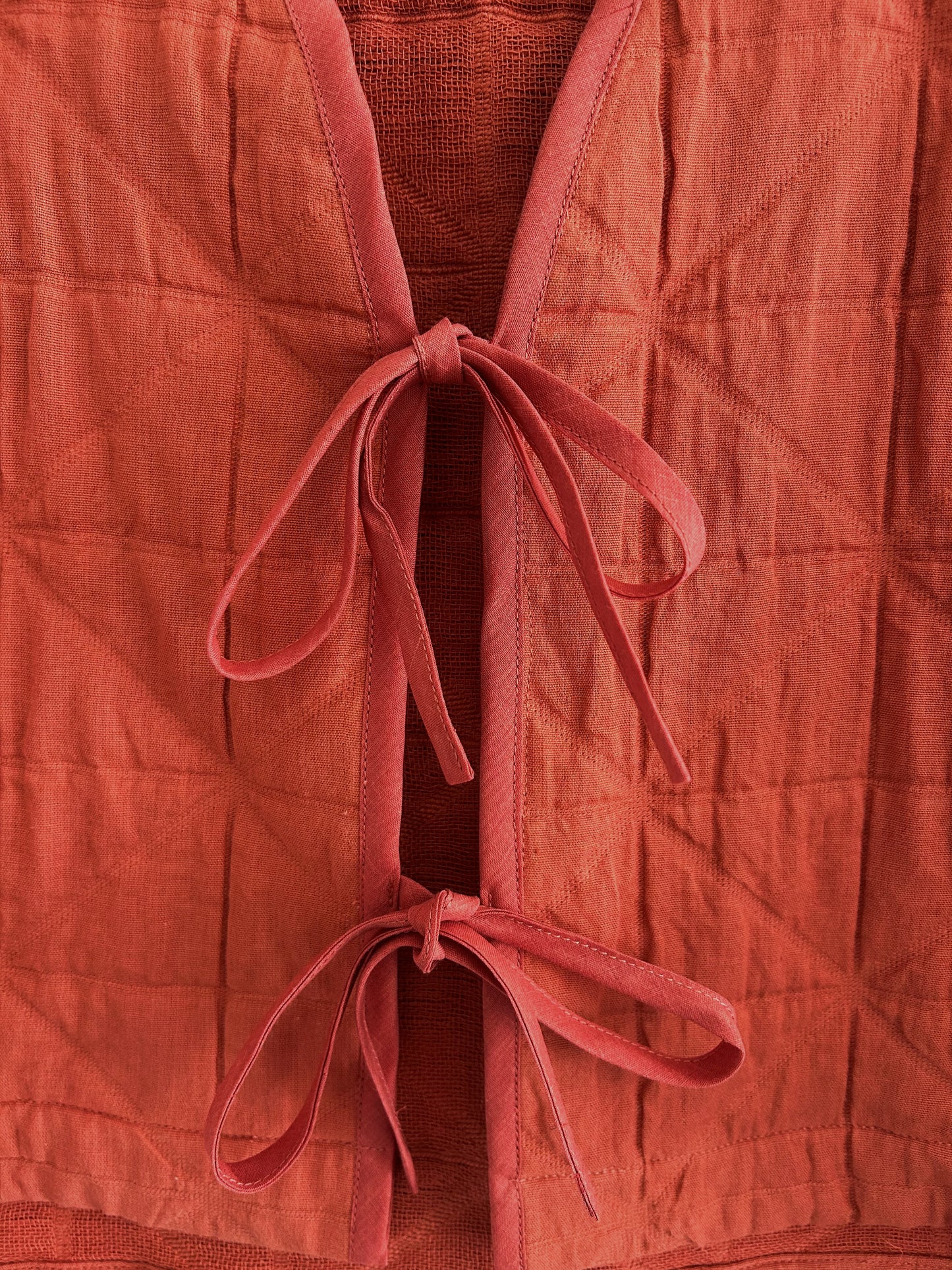 Quilted Tie Vest | Brick