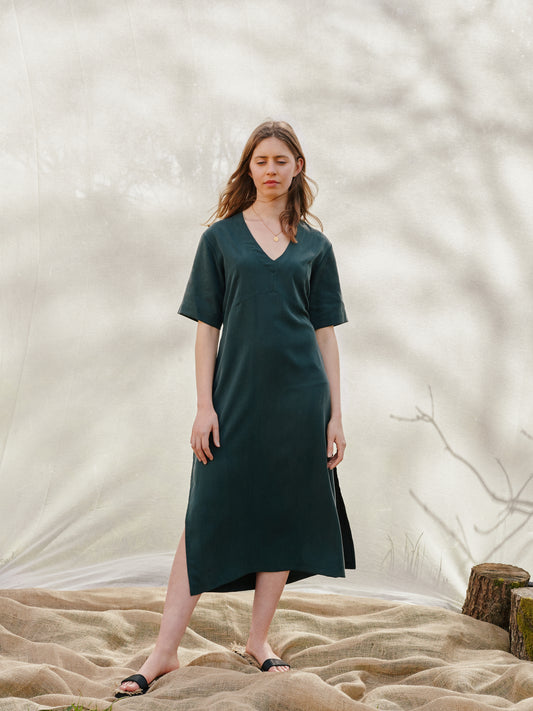 June Dress | Dark Green Tencel