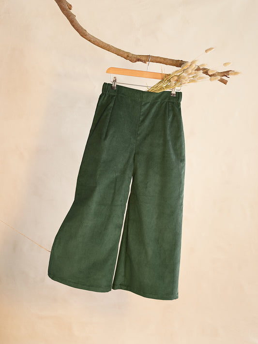 Wide Leg Trouser | Green Cord