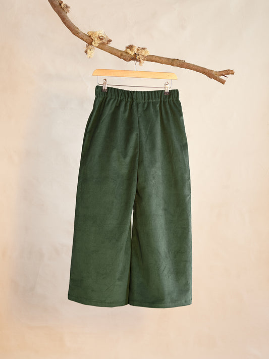 Wide Leg Trouser | Green Cord